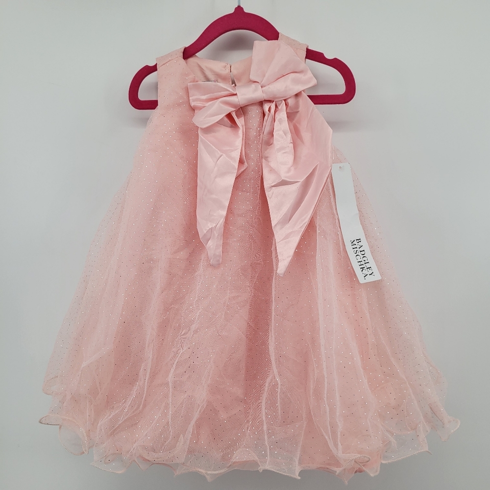 Badgley Mischka girls' glitter tulle dress in a petal pink color. Size 2